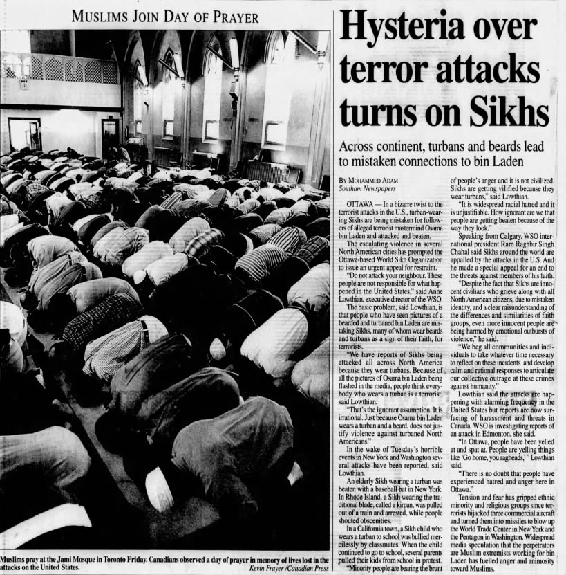 Times Colonist newspaper clipping about South Asians being vulnerable